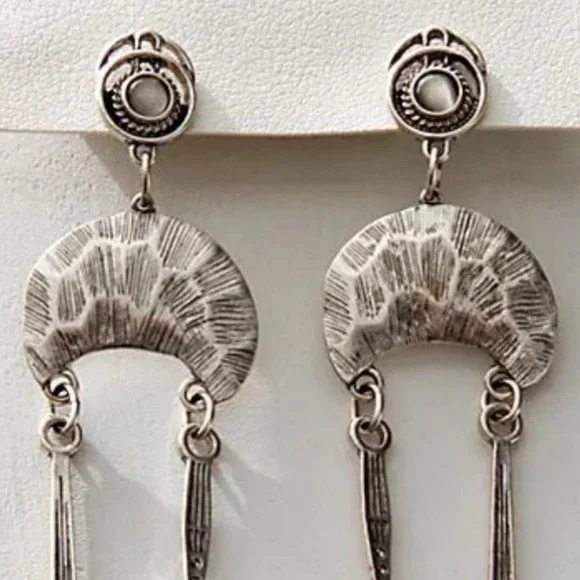 Free People Back To Brooklyn Dangle Silver Tone Boho Earrings - Picture 5 of 12